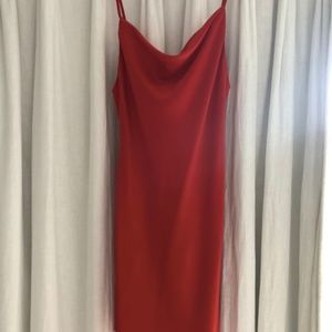 Women's Red Uo Mallory Cowl Neck Slip Dress UO